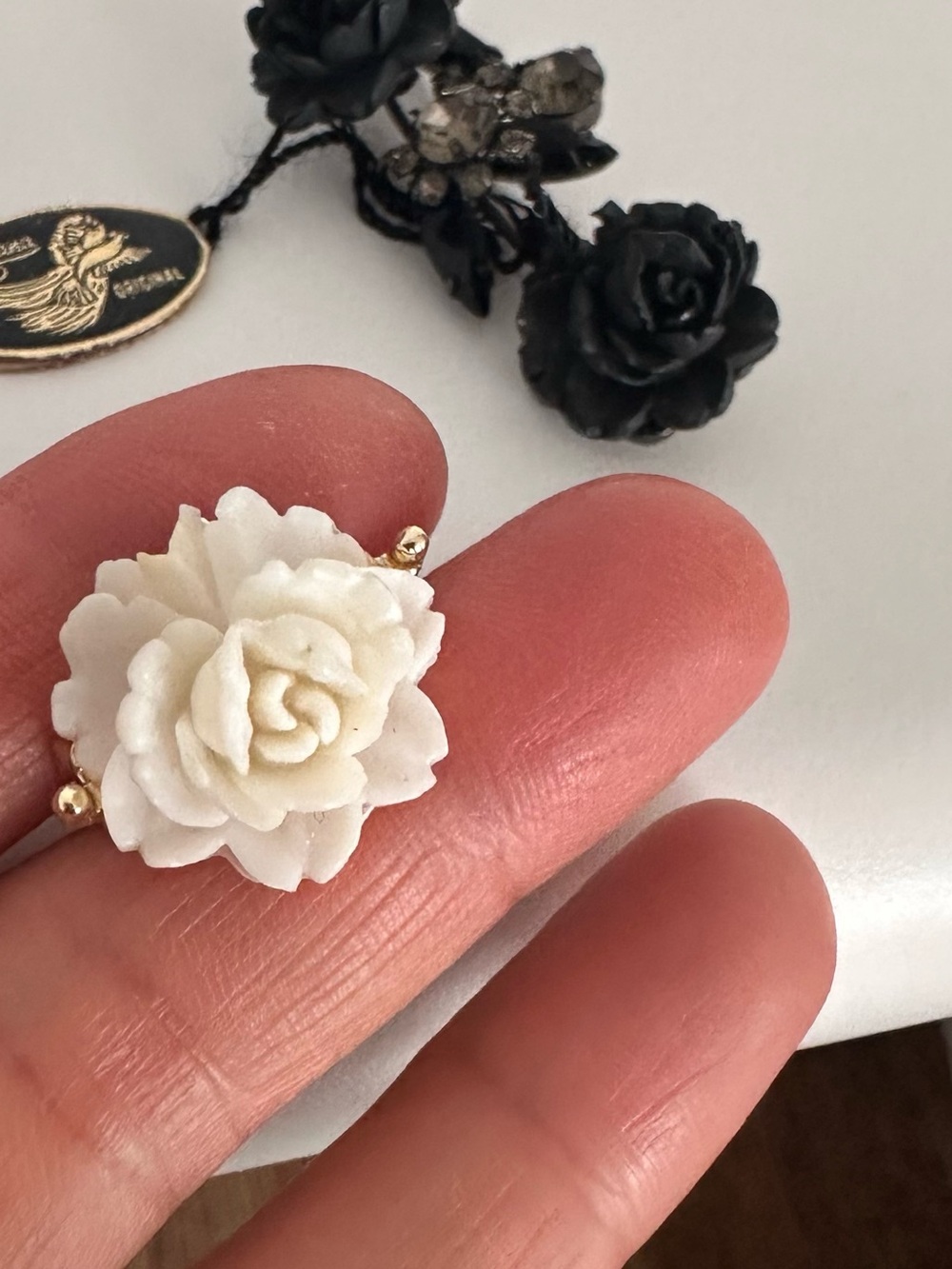 Small white Rose brooch